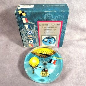 Vtg Hot‎ Air Balloon Glass Paperweight Unique Authentic Models Inc FrenchFlag 4"